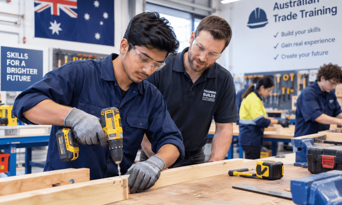 International student in Australian trade-training workshop